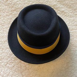 Italian Made Wool Dark Blue Pork Pie Hat